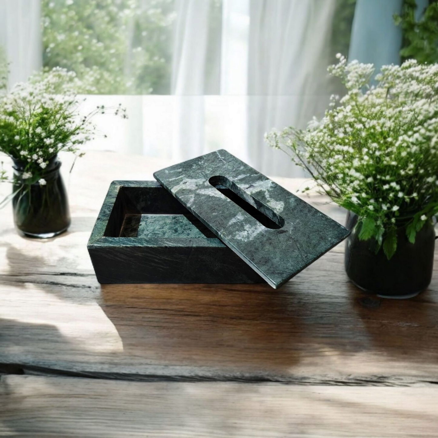 Heritage Green Marble Tissue Holder