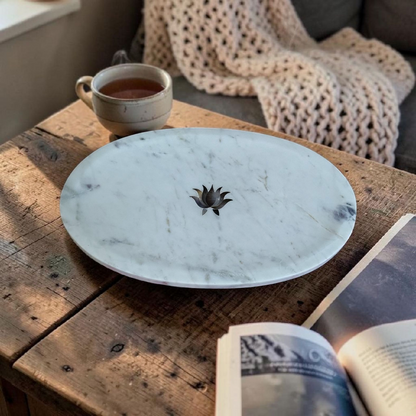 Pearl Petal Marble Inlay Tray