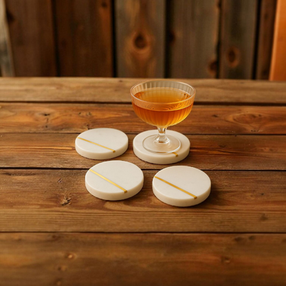 Elegant Round White Marble Coasters