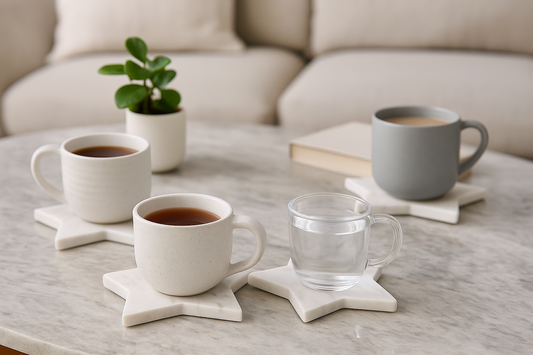 Star-Shaped White Marble  Coasters