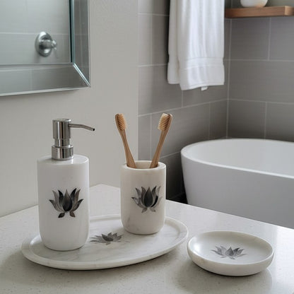 Royal Lotus Mother of Pearl Marble Bathroom Set