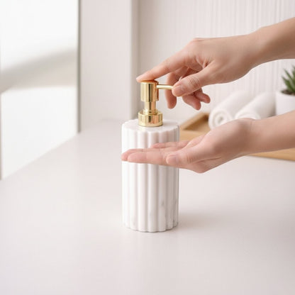 Fluted Marble Soap Dispenser