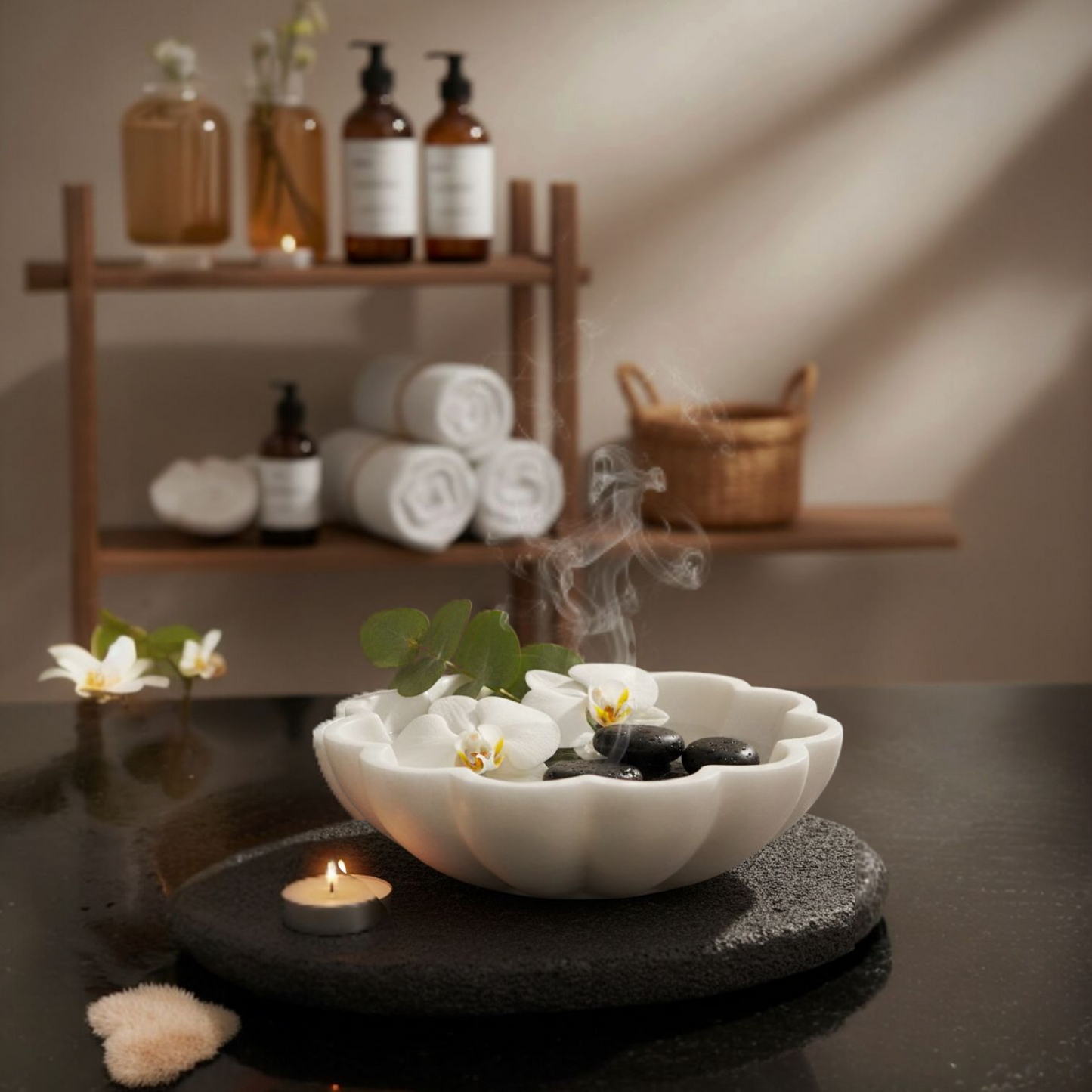 Marble Flower Shape Bowl (Small )