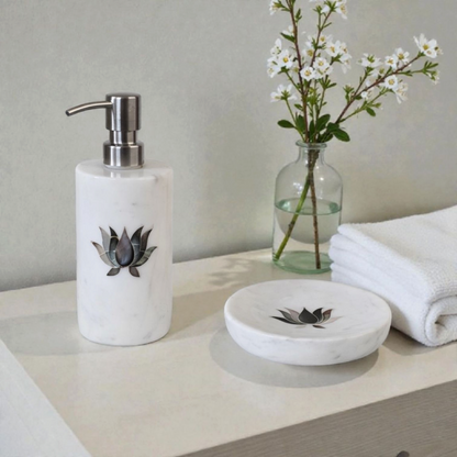 Elegant Marble Soap Dispenser & Soap Tray